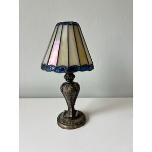 Vintage JCPenney's Accent Tea Light-Stained Glass Tiffany Style Ornate Column